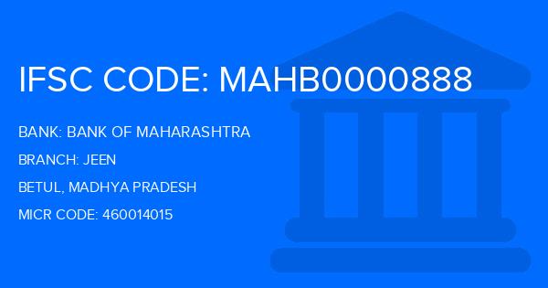 Bank Of Maharashtra (BOM) Jeen Branch IFSC Code