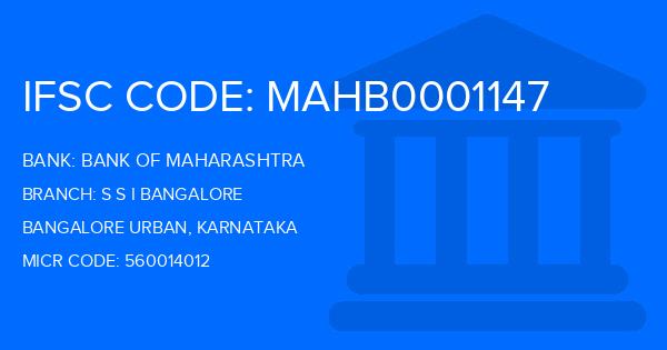 Bank Of Maharashtra (BOM) S S I Bangalore Branch IFSC Code
