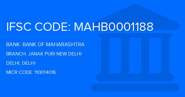 Bank Of Maharashtra (BOM) Janak Puri New Delhi Branch IFSC Code