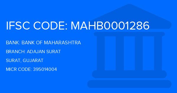 Bank Of Maharashtra (BOM) Adajan Surat Branch IFSC Code
