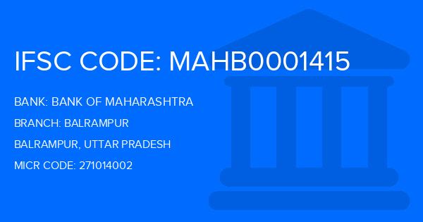 Bank Of Maharashtra (BOM) Balrampur Branch IFSC Code