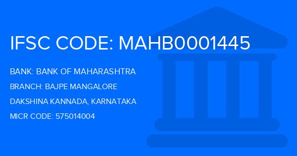Bank Of Maharashtra (BOM) Bajpe Mangalore Branch IFSC Code