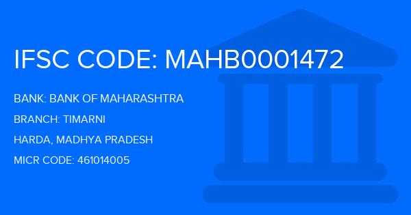 Bank Of Maharashtra (BOM) Timarni Branch IFSC Code
