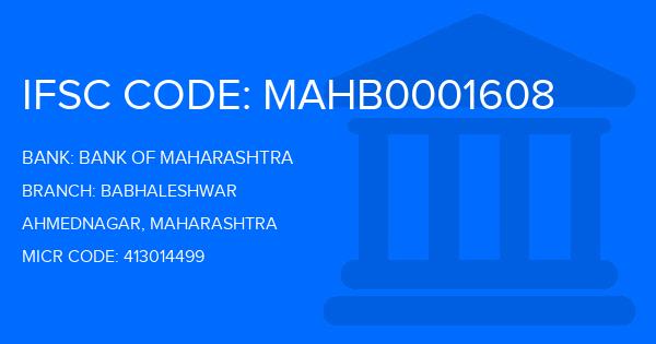 Bank Of Maharashtra (BOM) Babhaleshwar Branch IFSC Code