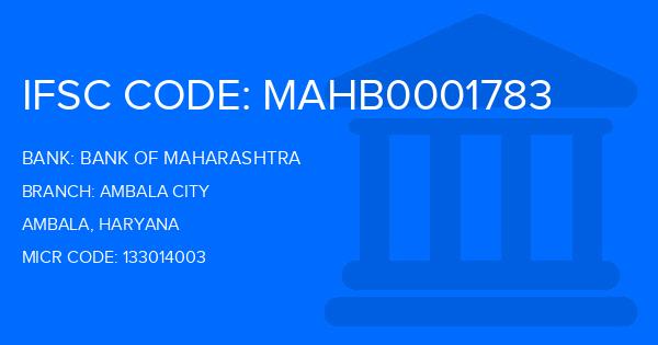 Bank Of Maharashtra (BOM) Ambala City Branch IFSC Code