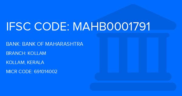 Bank Of Maharashtra (BOM) Kollam Branch IFSC Code