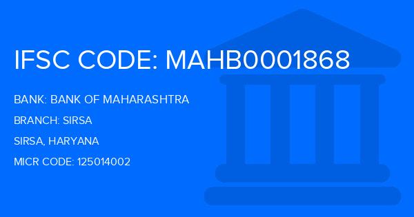 Bank Of Maharashtra (BOM) Sirsa Branch IFSC Code