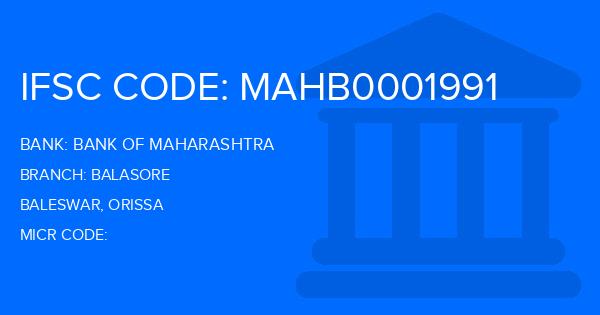 Bank Of Maharashtra (BOM) Balasore Branch IFSC Code