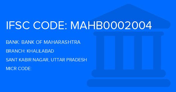 Bank Of Maharashtra (BOM) Khalilabad Branch IFSC Code