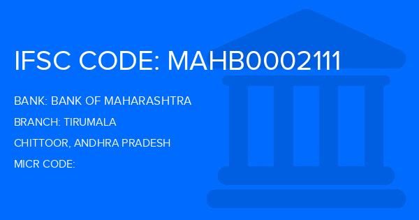 Bank Of Maharashtra (BOM) Tirumala Branch IFSC Code