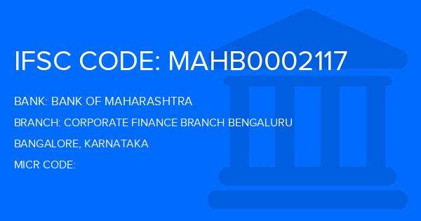Bank Of Maharashtra (BOM) Corporate Finance Branch Bengaluru Branch IFSC Code