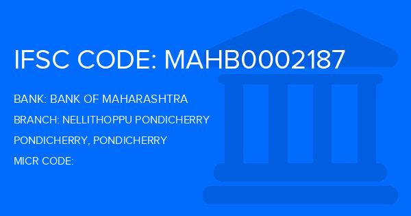 Bank Of Maharashtra (BOM) Nellithoppu Pondicherry Branch IFSC Code