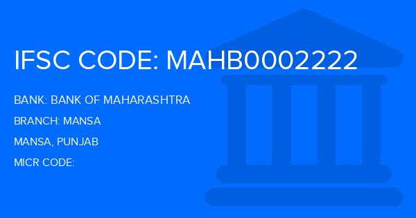 Bank Of Maharashtra (BOM) Mansa Branch IFSC Code