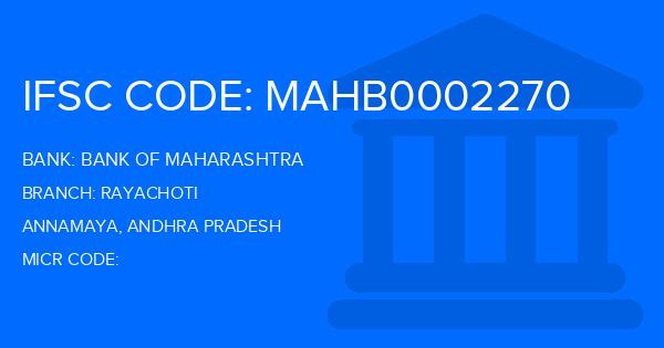 Bank Of Maharashtra (BOM) Rayachoti Branch IFSC Code