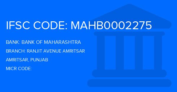 Bank Of Maharashtra (BOM) Ranjit Avenue Amritsar Branch IFSC Code