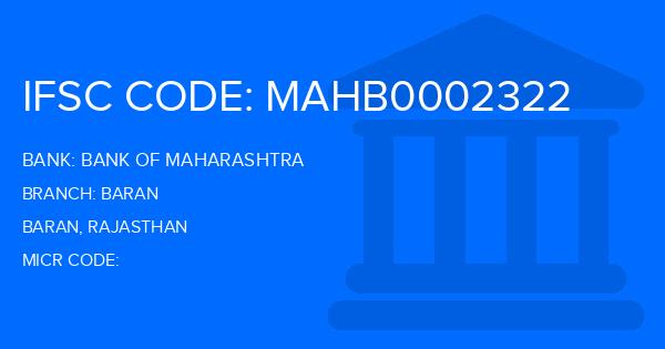 Bank Of Maharashtra (BOM) Baran Branch IFSC Code