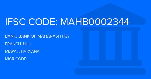 Bank Of Maharashtra (BOM) Nuh Branch IFSC Code