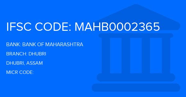 Bank Of Maharashtra (BOM) Dhubri Branch IFSC Code