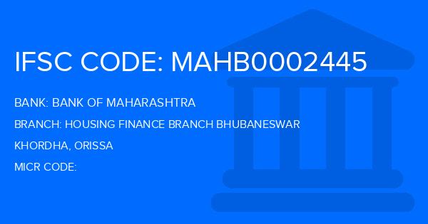 Bank Of Maharashtra (BOM) Housing Finance Branch Bhubaneswar Branch IFSC Code