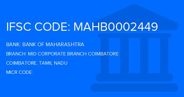 Bank Of Maharashtra (BOM) Mid Corporate Branch Coimbatore Branch IFSC Code
