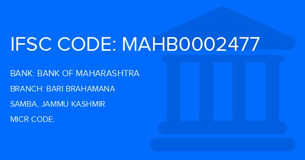 Bank Of Maharashtra (BOM) Bari Brahamana Branch IFSC Code