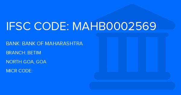 Bank Of Maharashtra (BOM) Betim Branch IFSC Code