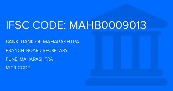 Bank Of Maharashtra (BOM) Board Secretary Branch IFSC Code