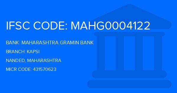 Maharashtra Gramin Bank (MGB) Kapsi Branch IFSC Code