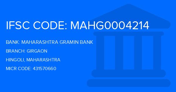 Maharashtra Gramin Bank (MGB) Girgaon Branch IFSC Code