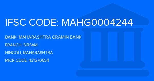 Maharashtra Gramin Bank (MGB) Sirsam Branch IFSC Code