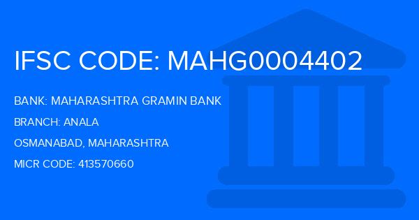 Maharashtra Gramin Bank (MGB) Anala Branch IFSC Code