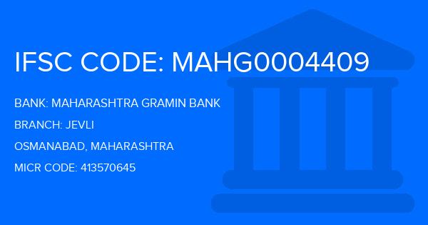 Maharashtra Gramin Bank (MGB) Jevli Branch IFSC Code