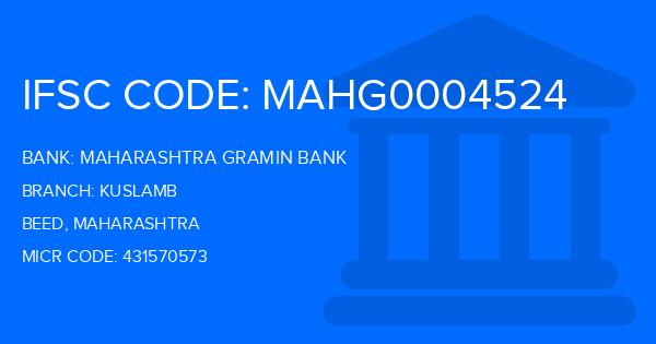 Maharashtra Gramin Bank (MGB) Kuslamb Branch IFSC Code