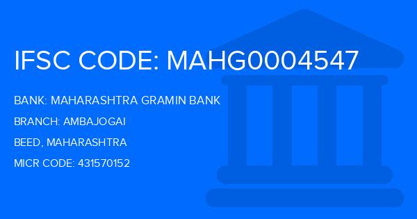 Maharashtra Gramin Bank (MGB) Ambajogai Branch IFSC Code