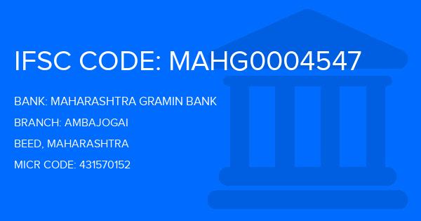 Maharashtra Gramin Bank (MGB) Ambajogai Branch IFSC Code