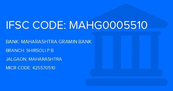 Maharashtra Gramin Bank (MGB) Shirsoli P B Branch IFSC Code