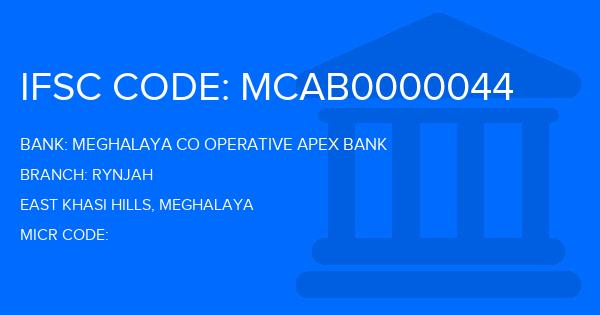 Meghalaya Co Operative Apex Bank Rynjah Branch IFSC Code