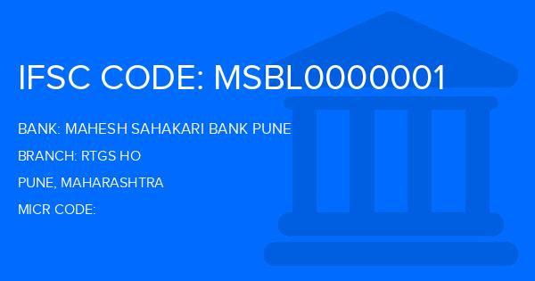 Mahesh Sahakari Bank Pune Rtgs Ho Branch IFSC Code
