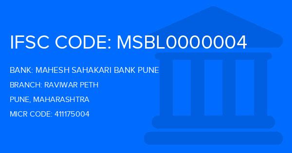 Mahesh Sahakari Bank Pune Raviwar Peth Branch IFSC Code