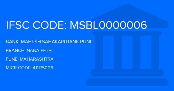 Mahesh Sahakari Bank Pune Nana Peth Branch IFSC Code