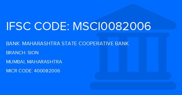 Maharashtra State Cooperative Bank Sion Branch IFSC Code