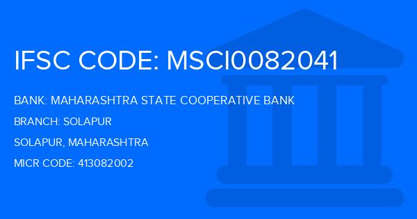 Maharashtra State Cooperative Bank Solapur Branch IFSC Code