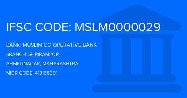 Muslim Co Operative Bank Shrirampur Branch IFSC Code