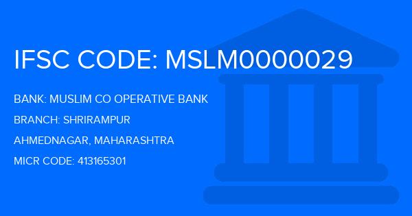 Muslim Co Operative Bank Shrirampur Branch IFSC Code