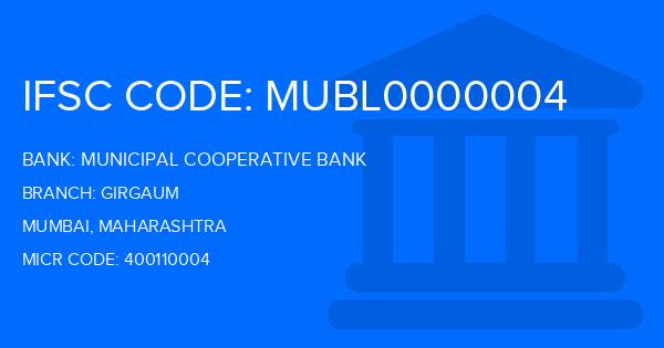 Municipal Cooperative Bank Girgaum Branch IFSC Code