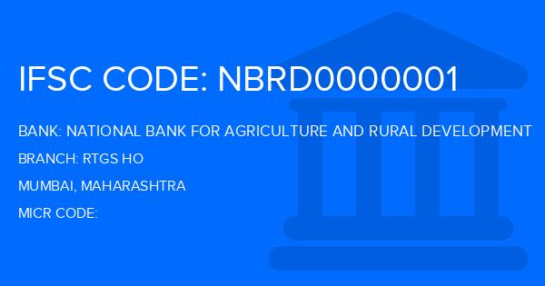 National Bank For Agriculture And Rural Development (NABARD) Rtgs Ho Branch IFSC Code