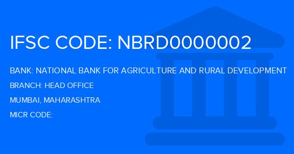 National Bank For Agriculture And Rural Development (NABARD) Head Office Branch IFSC Code