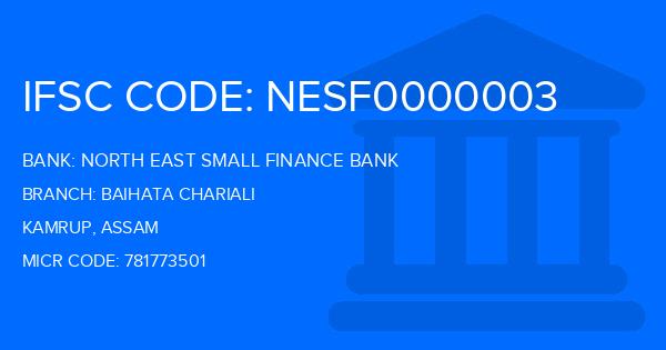 North East Small Finance Bank Baihata Chariali Branch IFSC Code