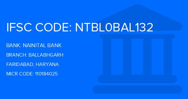Nainital Bank Ballabhgarh Branch IFSC Code