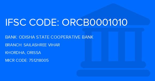 Odisha State Cooperative Bank Sailashree Vihar Branch IFSC Code